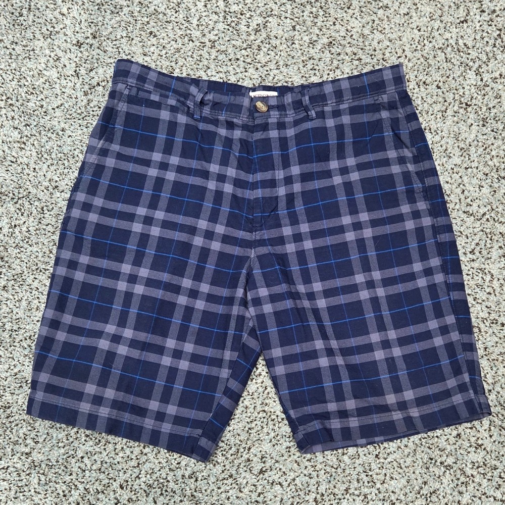 Merona Plaid Shorts Flat Front‎ Casual Everyday Comfort Size 34